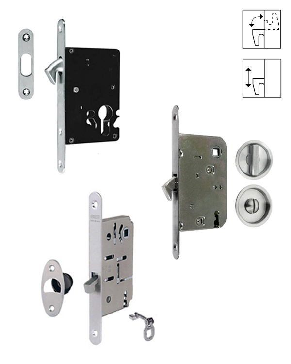 Fechaduras de embutir com l�ngua Gancho ou Garras (para portas de correr)